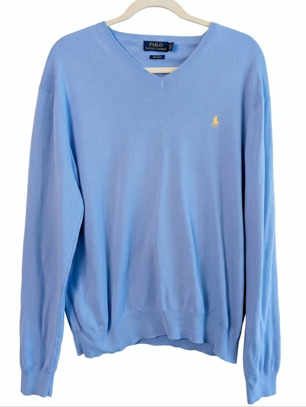 Polo by Ralph Lauren Men’s Light Blue V-Neck Sweater XL
